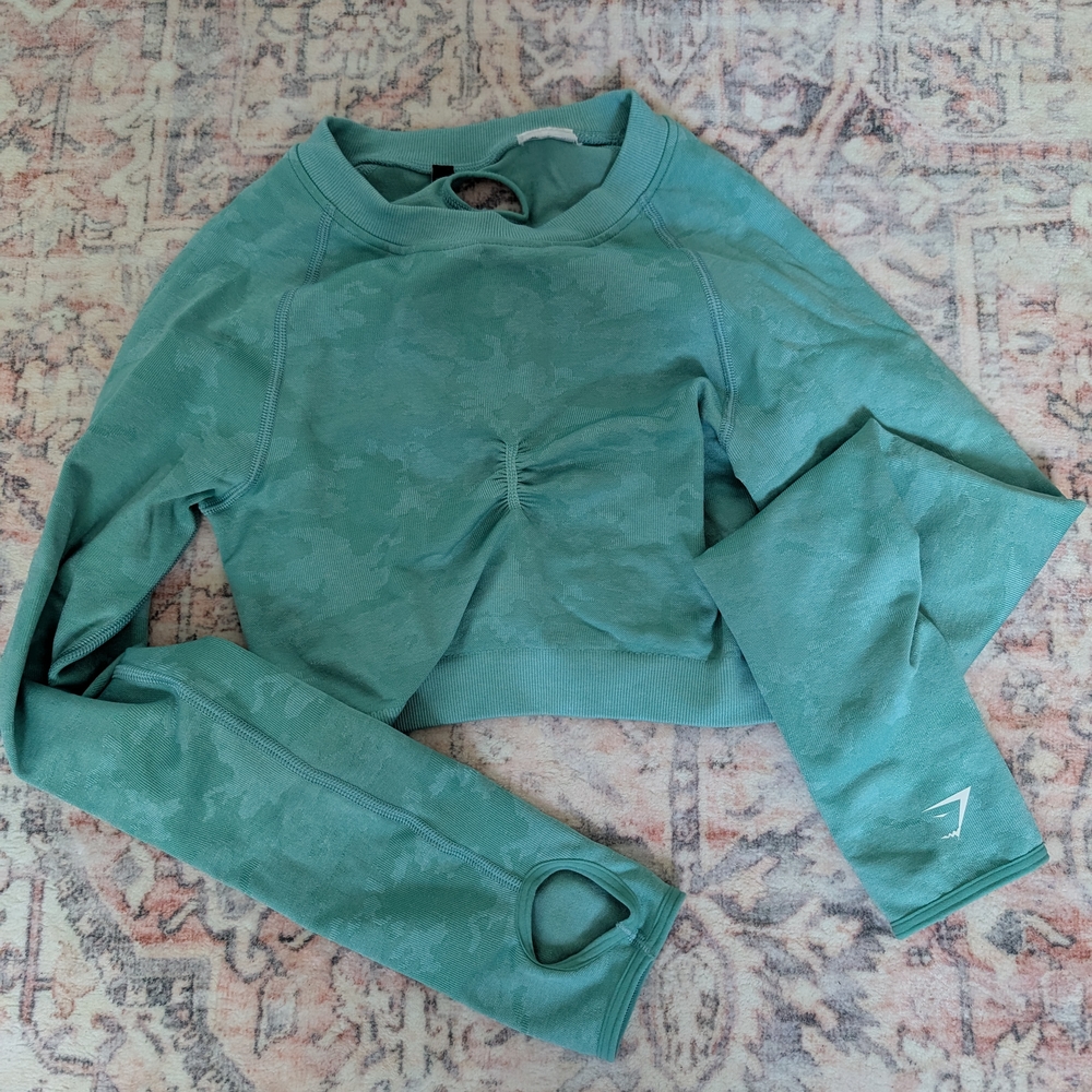 Gymshark Green Long Sleeve Crop Top